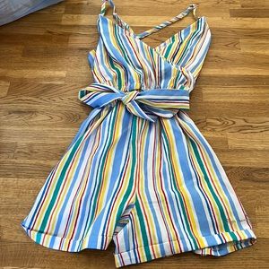 Adorable girls Multicolor, striped romper. Size 12